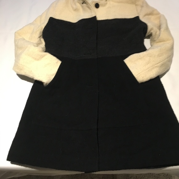 Women's tri-colour hooded wool coat, size 5 - Picture 12 of 13